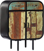 Vintage Industrial Sideboard with Solid Reclaimed Wood and Powder-Coated Iron, 4 Colors Rustic Storage Cabinet for Living Room Dining Area Home Office, Handcrafted Design