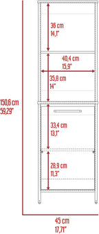 Eiffel Kitchen Pantry, Two External Shelves, Single Door Cabinet, Two Interior Shelves White -White