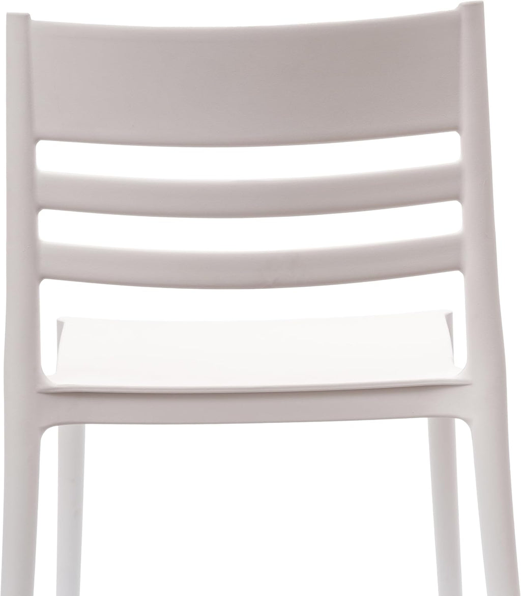 Flash Furniture Bridgeport Slat Back Patio Chair with Contoured Seat, Commercial All-Weather Stacking Resin Chair, UV Resistant, Indoor-Outdoor, White, Set of 4
