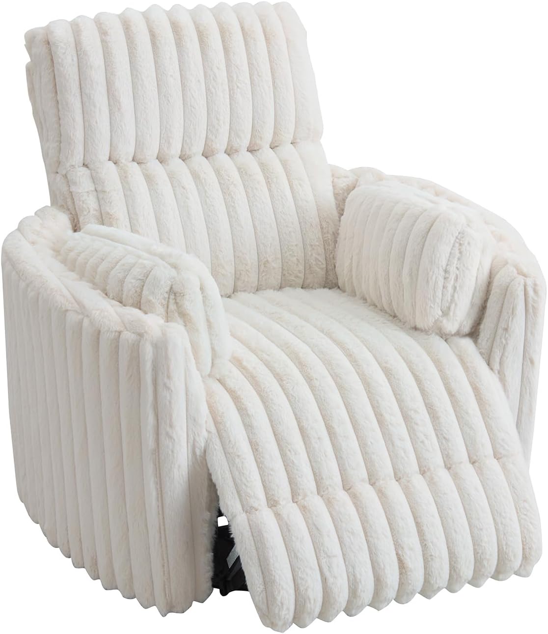 Jocisland Power Rocking Nursery Chair/Swivel Recliner/USB, Cream Corduroy | Oversized Glider Chairs,Corduroy,2 Pillows,USB & Type-C,Reclining Armchair Sofa,Living Room,Bedroom,Nursing