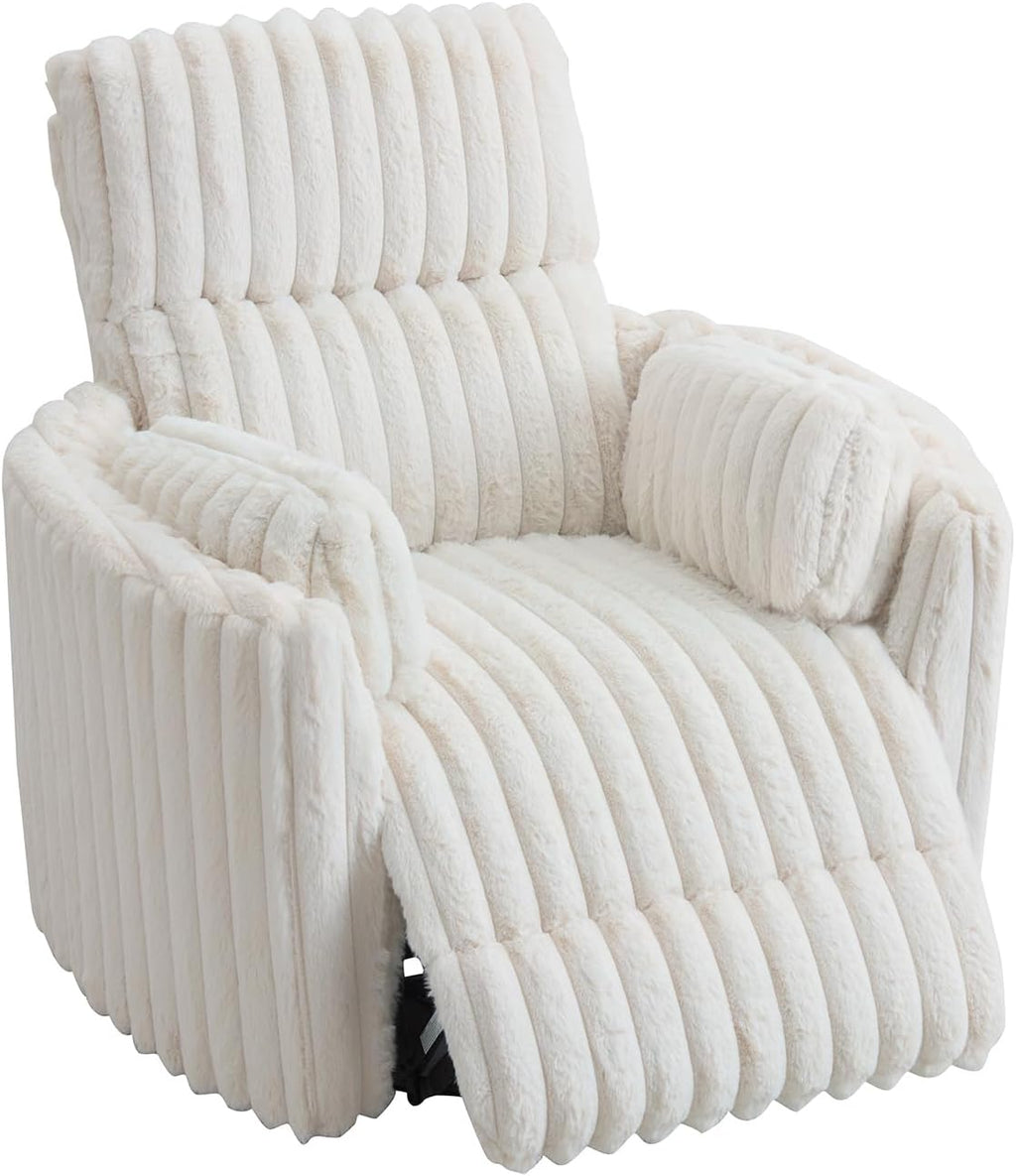 Jocisland Power Rocking Nursery Chair/Swivel Recliner/USB, Cream Corduroy | Oversized Glider Chairs,Corduroy,2 Pillows,USB & Type-C,Reclining Armchair Sofa,Living Room,Bedroom,Nursing