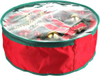 TITA-DONG 1Pcs Christmas Wreath Storage Bag,Portable Artificial Wreaths Organizer Container with Dual Zippered Transparent Window & Handles 20 Inch (16inch/1pcs)