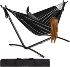 Foldable Hanging Chair - Portable and Detachable Outdoor-Friendly Cotton Hammock with Steel Stand and Carry Bag(Red)