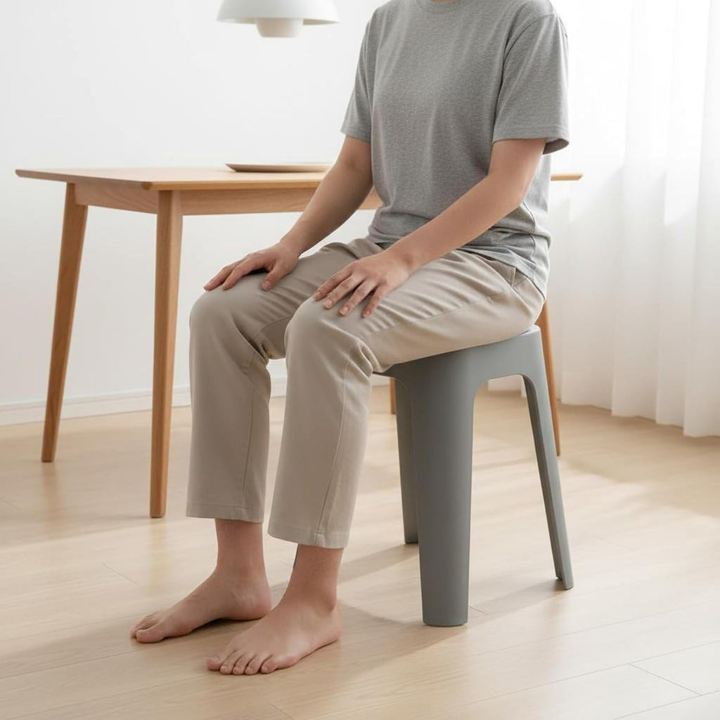 Stool Square Stool Stackable Household Stool Dining Chair with Minimalist PP Build and Secure Anti Slip Pads Suitable for Living Areas Dining Rooms, Milk Tea
