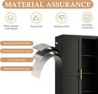 51" H Tall Metal Kitchen Pantry Storage Cabinet, Freestanding Storage Cabinets with Magnetic Doors and Adjustable Shelves, Black Metal Pantry Cabinet for Dining Room and Living Room.