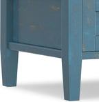 SIMPLIHOME Warm Shaker End Table - 20" Wide x 20" High Solid Wood Square Accent Table in Distressed Coastal Blue, Transitional Side Table for Living Room with Drawer, Open Shelf and Tapered Legs