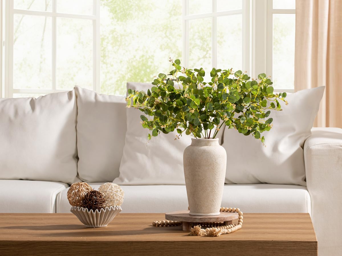 Ceramic Flower Vase, Large Flower Vase Tall Rustic Farmhouse Decorative Vase Floral Pottery Vases for Home Decor Table Living Room Entryway Mantel Bedroom Bathroom Kitchen - 11" W