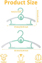 30 Pack Baby Hangers, Non-Slip Kids Hangers, 11"-14" Adjustable Infant Hanger, Space Saving Plastic Hanger for Girl Boy Toddler Kids Child (Multicolour)