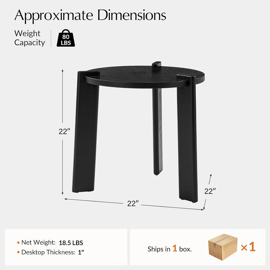 HULALA HOME Round End Table, Wood Fluted Side Table, Modern Accent Table for Living Room, Apartment, Office, Easy Assembly, Black