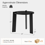 HULALA HOME Round End Table, Wood Fluted Side Table, Modern Accent Table for Living Room, Apartment, Office, Easy Assembly, Black