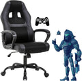 Gaming Chair Ergonomic Office PU Leather Video Game Adjustable Computer With Lumbar Support Armrest Rolling Swivel Task Work PC for Adult Teen, Black