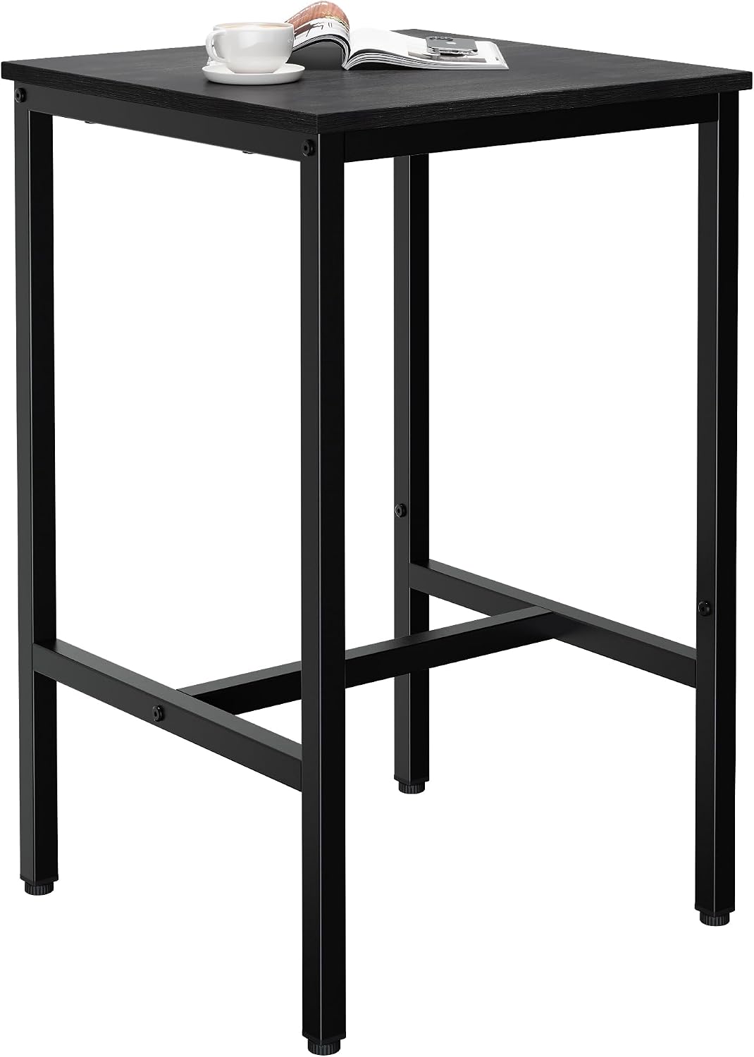 Lutown-Teen Square Bar Table, High Top Table - Industrial Metal Frame for Small Spaces & Narrow Kitchens, 23.6x23.6x36.9 in (LxWxH), Easy Assembly, Black