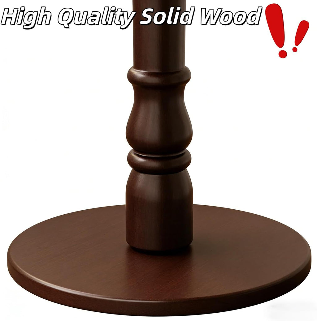 YUNMUARY-Vintage Round End Table with Storage Solid Wood Bedside Tables Wooden End Tables Circle Nightstands Living Room Side Table for Small Spaces Bedroom Side Tables Modern Coffee Table for Balcony