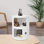 2-Tier Circular Nightstand, Round Nightstand, Circular Side Table with Drawer, Cylindrical Cabinet, ABS Sliding Doors, Modern Bedside Table for Bedroom Living Room, 12.5 Inch, 88 Lbs Capacity