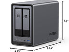 UGREEN NAS DXP2800 2-Bay Desktop Network Attached Storage, Intel N100 Quad-Core CPU, 8GB DDR5 RAM, 2.5GbE, 2X M.2 NVMe Slots, 4K HDMI, Ideal for Content Creators and Enthusiasts (Diskless)