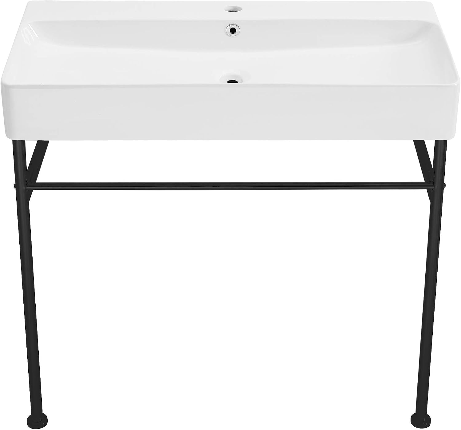Swiss Madison Well Made Forever SM-CS733, Carre 36" Ceramic Console Sink In Glossy White Basin