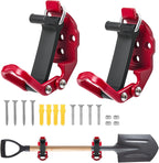 2 Pack Shovel Holder Wall Mount for Truck & Trailer, Adjustable Rubber-Coated Clamp for Shovel, Broom & Rake,Axe (0.6"–1.43"), Tool Holder for Overlanding, Off-Road, Work Truck & Garage,Red