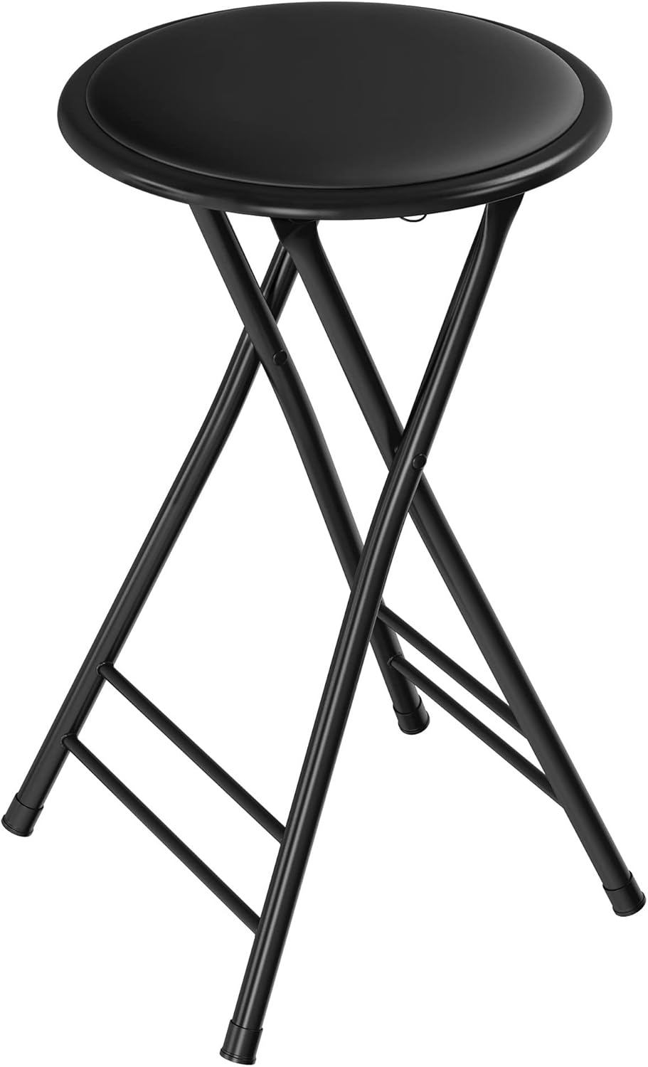 Lavish Home Backless Folding Stool with 225lb Capacity for Kitchen or Rec Room - Portable Indoor Counter Bar Stools (24-Inch, Black)