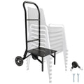 VEVOR Folding Chair Rack, 150 LBS Capacity, Heavy-Duty Chair Cart for Stacking 10 Chairs, Multi-Function Metal Chair Storage Dolly with Rubber Wheels, Push-Style Chair Holder, Matte Black