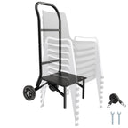 VEVOR Folding Chair Rack, 150 LBS Capacity, Heavy-Duty Chair Cart for Stacking 10 Chairs, Multi-Function Metal Chair Storage Dolly with Rubber Wheels, Push-Style Chair Holder, Matte Black