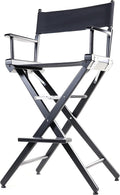 Filmcraft Tall Black Director’s Chair – Professional Folding Makeup Artist Chair with Canvas Seat & Back – Hollywood Film Set, Photography Studio & Hair Stylist Director Chair Black Canvas