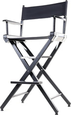 Filmcraft Tall Black Director’s Chair – Professional Folding Makeup Artist Chair with Canvas Seat & Back – Hollywood Film Set, Photography Studio & Hair Stylist Director Chair Black Canvas