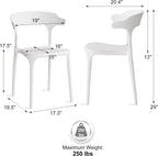 Modern Stackable Dining Chair Set, No Assembly, Plastic Chair, Patio Chair, Suitable for Indoor and Outdoor Cafes and Restaurants, Set of 4 (Cloud White)