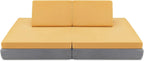Costzon Kids Couch, 6-Piece Convertible Children's Sofa Playset or 2 Chair w/Folding Mats & 2 Pillows, Washable Cover, Toddler to Teen Bedroom Playroom Boys Girls Birthday (Yellow)