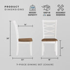 Lexicon Dining Table Set for 6 with Chairs, Wood 7 Piece Farmhouse Dining Room Table and Chairs Set of 6, Cross Back, Easy Assembly Seater for Indoor Home, Dinner, Kitchen, Cherry/White