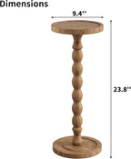 Rubber Wood Round Side Table, Solid Wood Small Drink Table for Small Spaces, Modern Accent Tables, End Tables for Living Room, Bedroom and Office (Brown, 9.4 Inch)