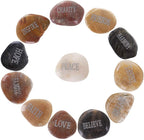12PCS DIY Rocks for Engraved Inspirational Polished Garden Stones, Natural Encouragement Personalized Healing Decor River Stone - Unique Gift for Friends Arts Crafts (12 Different Words) (Colorful)