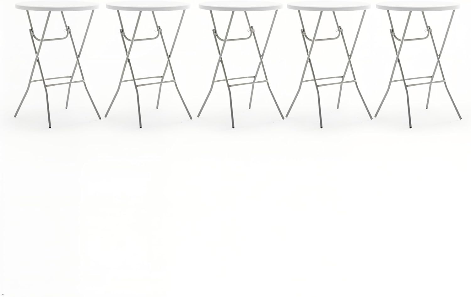 BTExpert 32” Round Bar Height Folding Table Set of 5 – 43” High Top Commercial Plastic Table, White Granite, Portable Heavy-Duty Cocktail Table for Wedding, Party, Event, Indoor Outdoor Use