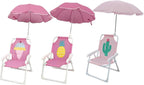 Kids Beach Chair with Umbrella, Foldable & Detachable Portable Oxford Cloth Cute Kids Beach Chair with Canopy for Outdoor Summer, Cactus