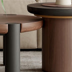 Mobile Side Table Modern Wooden Nesting Coffee Table Set Oval & Round Living Room Office Contrast Finish