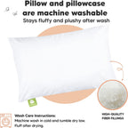 Toddler Pillow with Pillowcase - 13x18 My Little Dreamy Kids Travel Bed Pillows for Sleeping, Organic Cotton Small Pillowcase, Soft & Breathable, Machine Washable, Toddlers 2-5 years old (Soft White)