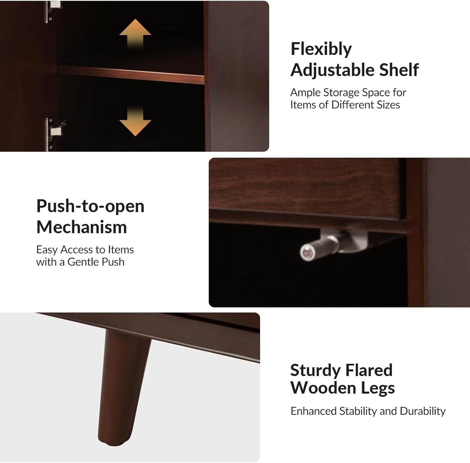 Mid Century Modern End Table with Charging Station, Wooden Side Table with USB Ports and Outlets, Narrow Beside Accent Table with Cup Holder & Magazine Rack, Walnut