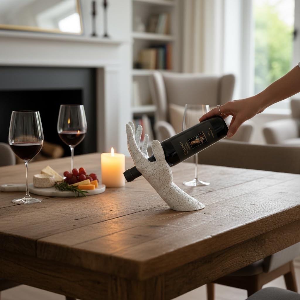 3D Printed Floating Wine Holder, Modern Minimalist Design, Durable PLA Material, Perfect for Home, Wine Cellar, or Kitchen Decor, Unique Gift for Wine Lovers (Marble)