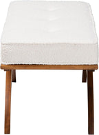 Baxton Studio Orella Japandi Cream Boucle Fabric and Walnut Brown Finished Wood Bench