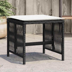Set of 4 Poly Rattan Outdoor Stools with Removable Cushions, Black and Cream Patio Stool Set, Powder-Coated Steel Frame, 242.5 lbs Capacity for Adults