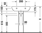Washbasin 60 cm D-Code with of. with tp 1 th white