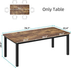 GarveeHome Industrial Dining Table for 6-8 People, 78.7" Long Kitchen Table with Sturdy Metal Frame & Seats 6 Rectangular Counter for Dinner, Kitchen, Office Desk (Only Table)