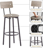 3-Piece Dining Table Set for 2, Small Round Kitchen Table with 2 Chairs, Counter Height Bar Table with Storage, Pub Table and PU Upholstery Stools for Small Space, Apartment, Bistro-Grey