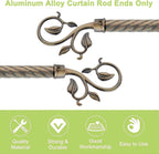 Bronze Curtain Finials, 2Pcs Leafy Branches Style, Fits Dia. 0.9-1.1" Rods, Easy to Install, Strong & Durable Aluminum Alloy, Bronze Textured Finish