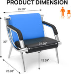 Waiting Room Chairs with Armrest, PU Leather Office Furniture, Lobby Conference Reception Chairs, Office Guest Seating for Clinic,Airport,Hospital,Barber,Salon,Bank (Blue & Black, 2-Seat)