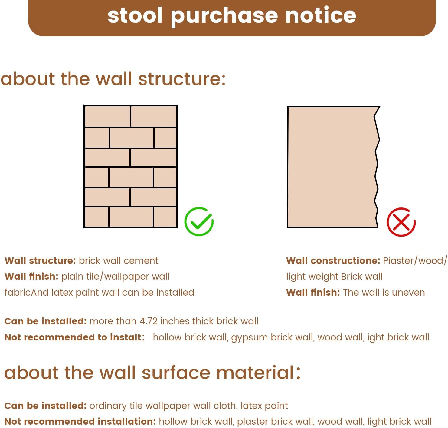 Wall Mounted Seat Shoe Changing Stool, Folding Stool Chair for Entryway, Space Saving Hidden Wall Stools,Folding Entryway Stool, Tea White, 18.97" W