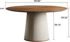 Round Faux Leather Base Dining Table for 4-6 People, Modern Wood Kitchen Table with Solid Veneer Top, Walnut, 59.05" (59.1 inches (Diameter) x 29.8 inches (Height))