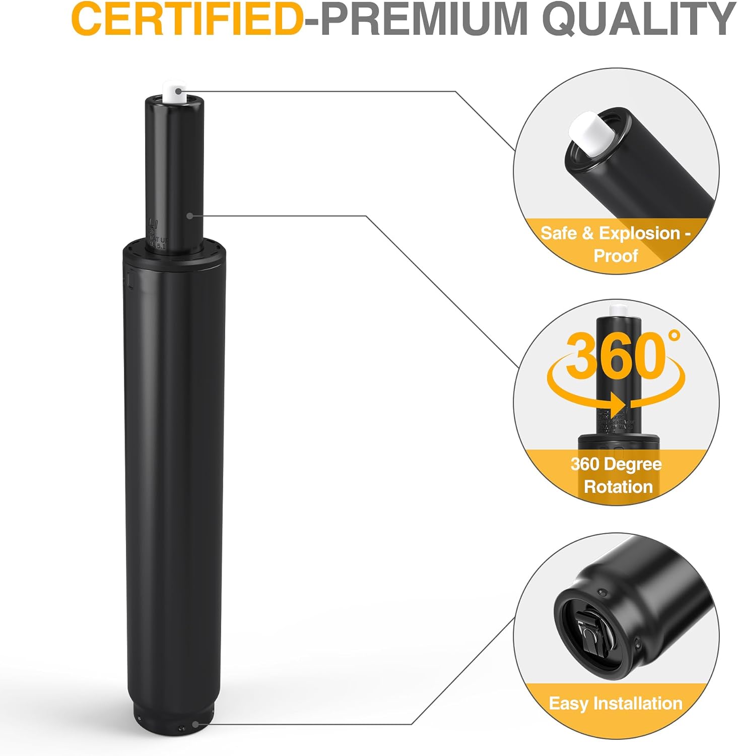 HOSALI Office Chair Cylinder Replacement,Heavy-Duty Gas Lift Cylinder Fits Most Chairs,Highest End Class 4 Hydraulic Pneumatic Piston, Universal Size