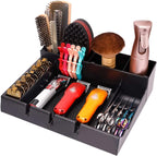 Stylist Tool Box Organizer,Clipper Professional Station Salon Clippers Portable Notches with Scissors Storage Case Organizer Tray Tools Hair for Barber Keeper Trimmer Holder Haircut Razor (Black)