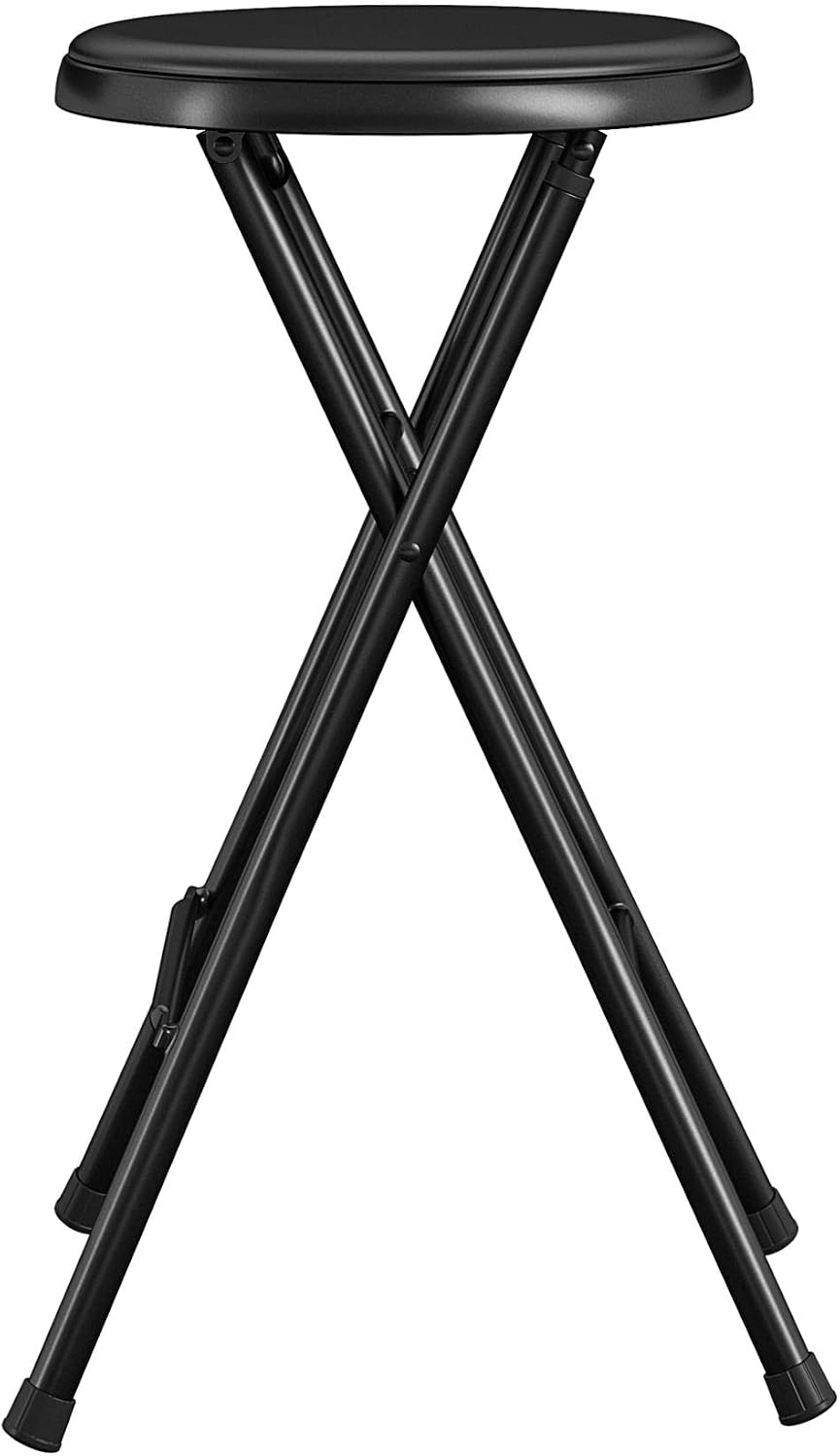 COSCO 24" Vinyl Padded Folding Stool, Multipurpose, Great for Small Spaces, Double Braced, Black, 4-Pack