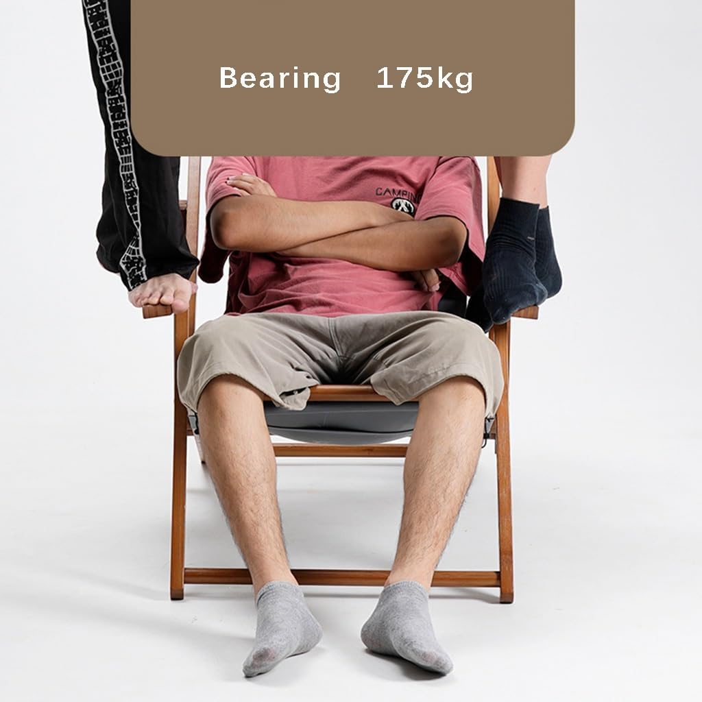 Wood Portable Reclining Beach Chair, 4 Level Height Adjustable Reclining Chairs with Wood Frames and Cushioned Headrest, for Indoor Outdoor Garden, Backyard, Poolside